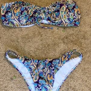 Shein never worn bandeau paisley print bikini set. NEVER WORN!! fits xs-s.